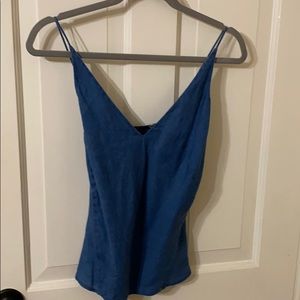 J brand spaghetti denim top